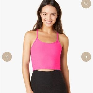 BEYOND YOGA SPACEDYE SLIM RACERBACK CROPPED TANK - PINK PUNCH HEATHER SD4382